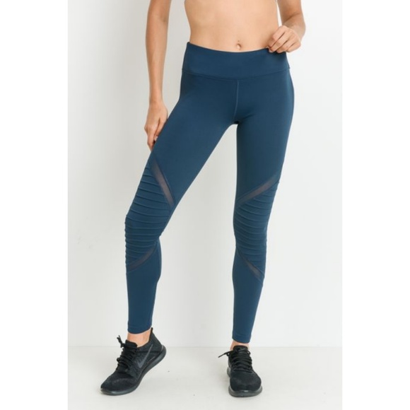 Moto Mesh Full Leggings Teal-Blue - Picture 2 of 6